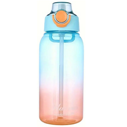Sporttrinkflasche 1 L mit Strohhalm, Farbverlauf