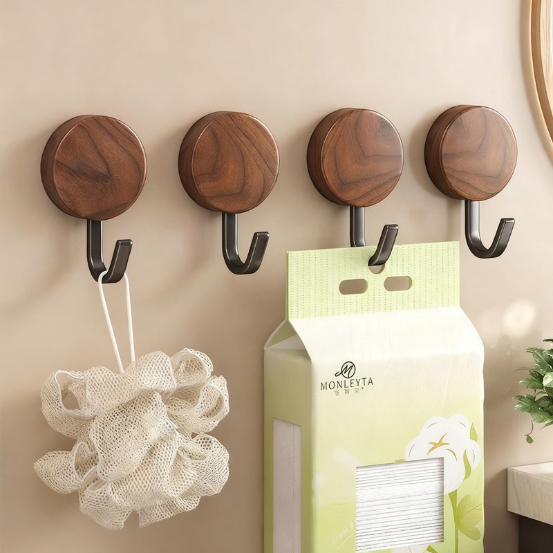 Holzgarderobe mit Klebefläche, Nussbaum-Optik