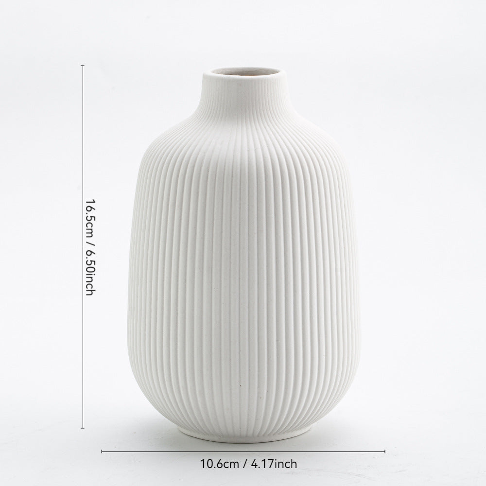 Keramikblumenvase, Landhausstil, Webstruktur
