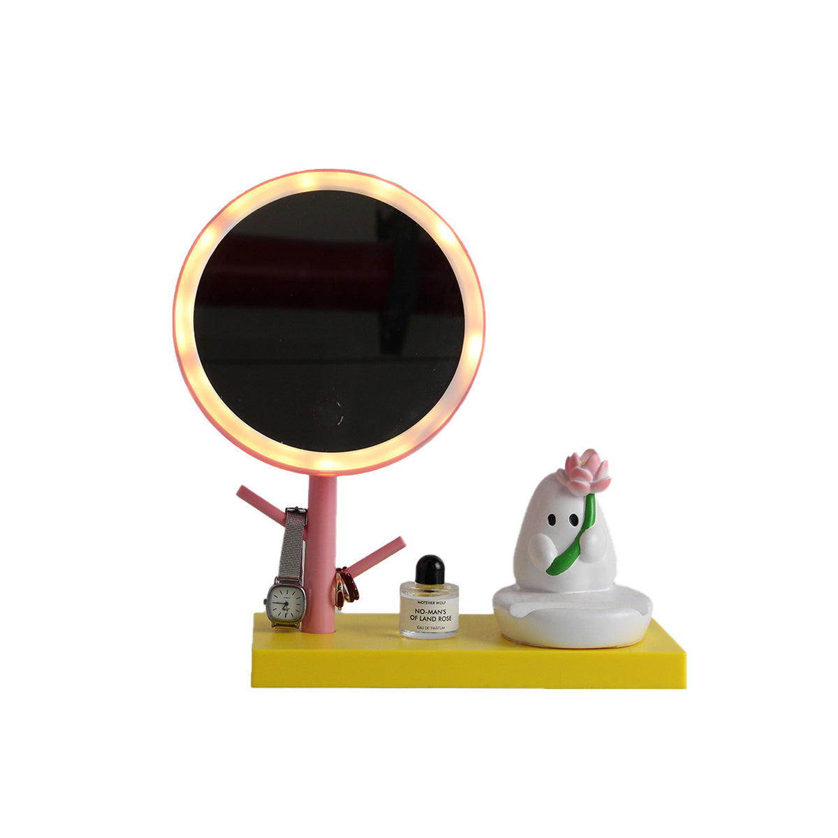 LED-Schminkspiegel mit Handyhalter und Beleuchtung