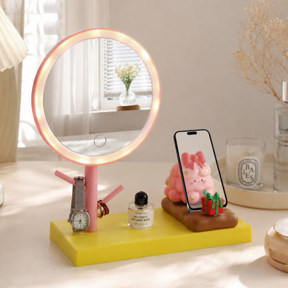 LED-Schminkspiegel mit Smartphone-Ständer