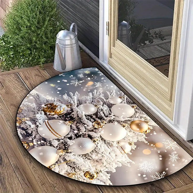 Halbrundes Fußmatte, Kristallvelours, Weihnachtsdesign