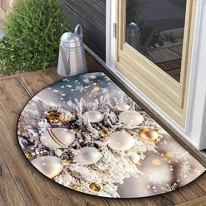 Halbrundes Fußmatte, Kristallvelours, Weihnachtsdesign