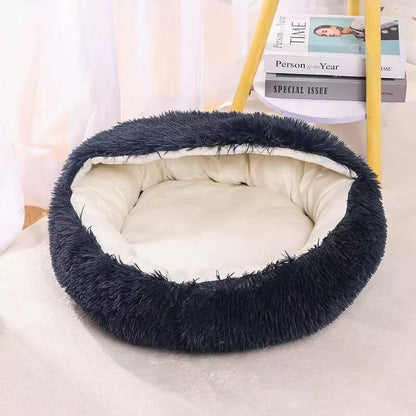 Flauschiges Katzenbett, rund, wärmend
