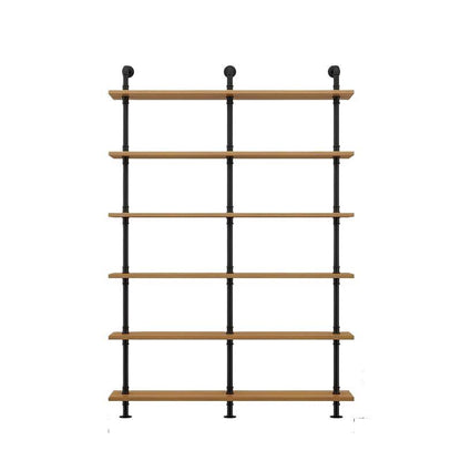 Wandregal aus Holz, 140–240 cm, mit Metallhalterungen