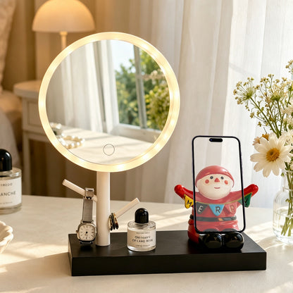 LED-Schminkspiegel mit Smartphone-Ständer