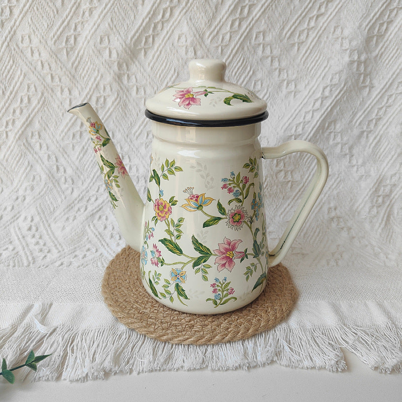 Emaillierte Handbrühkanne aus Stahlblech, 1,2 L