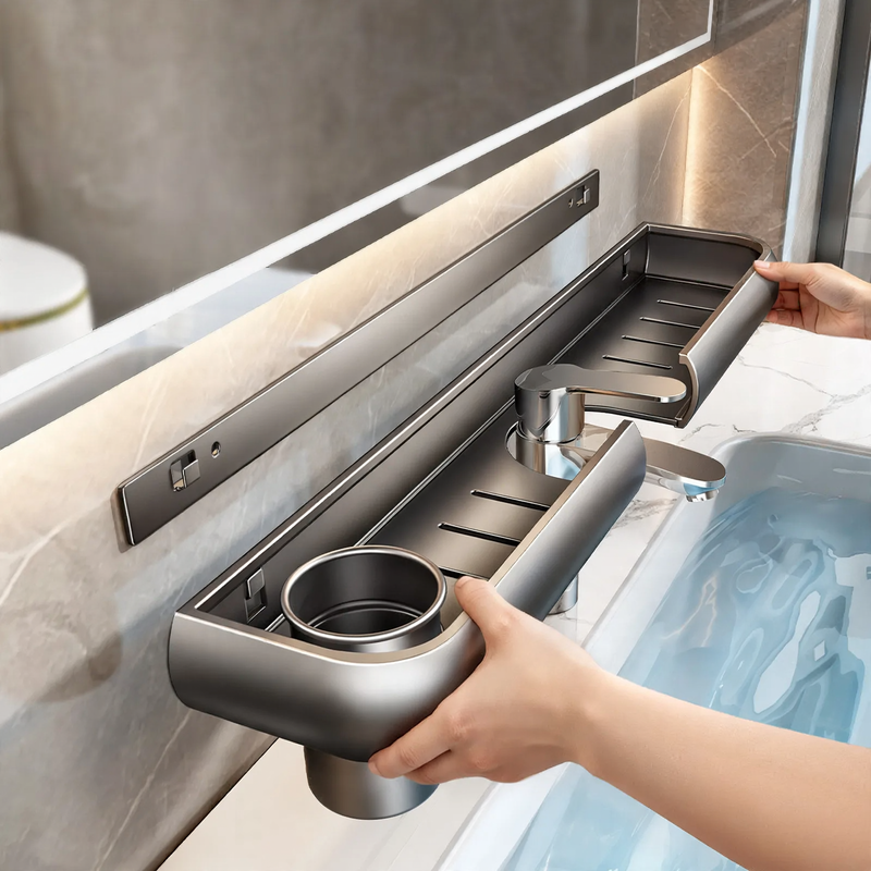 Badezimmer-Ablage für Waschbecken, 50 cm, Aluminium