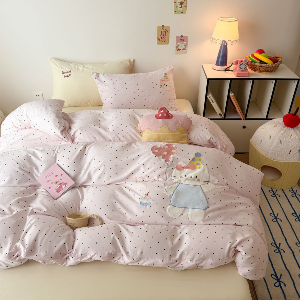 Sommerdecke aus Baumwolle mit Katzenmotiv