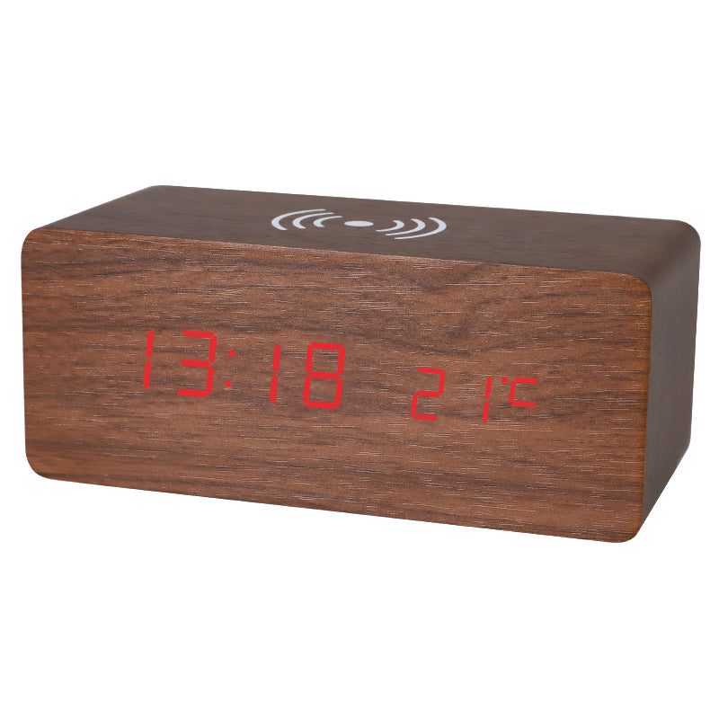 LED-Wecker mit digitaler Anzeige und Holzdesign