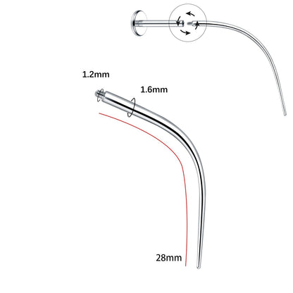 Titan-Piercingstab, flache Basis, Innengewinde