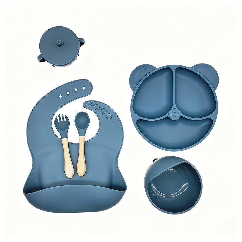 Kindergeschirr-Set aus Silikon, 6-teilig