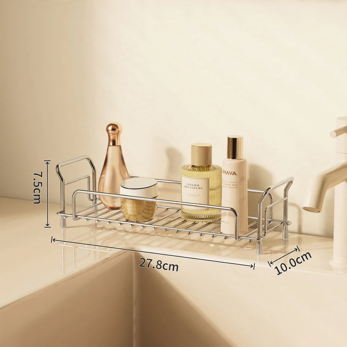 Badezimmer-Regal aus Edelstahl, ein- oder zweilagig