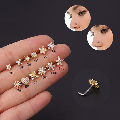 Titan-Piercingstab, flache Basis, Innengewinde