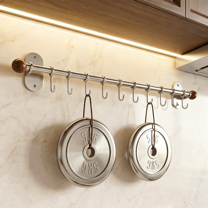 Wandhalter aus Edelstahl mit Haken für Küchenutensilien
