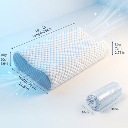 Nackenstützkissen aus Memory-Foam mit Eiskristall-Bezug