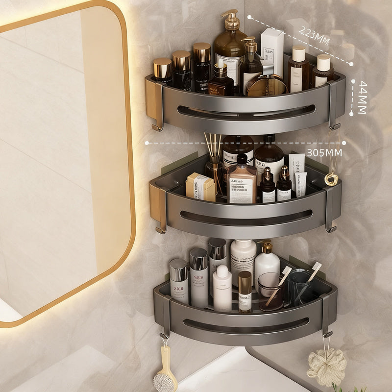 Dreieck-Eckregal für Badezimmer, ohne Bohren