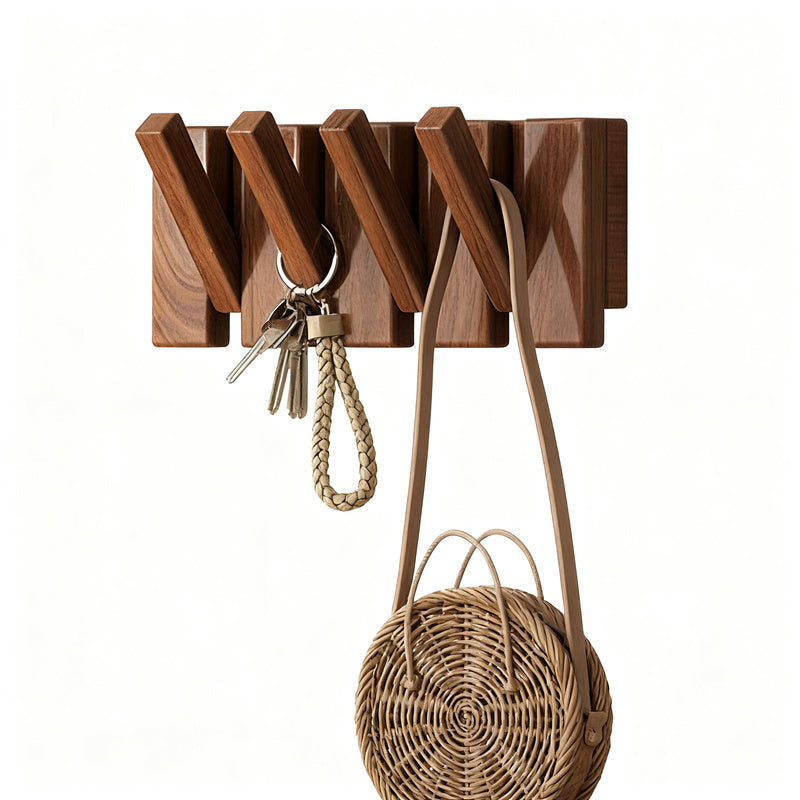 Wandgarderobe aus Gummibaum-Holz