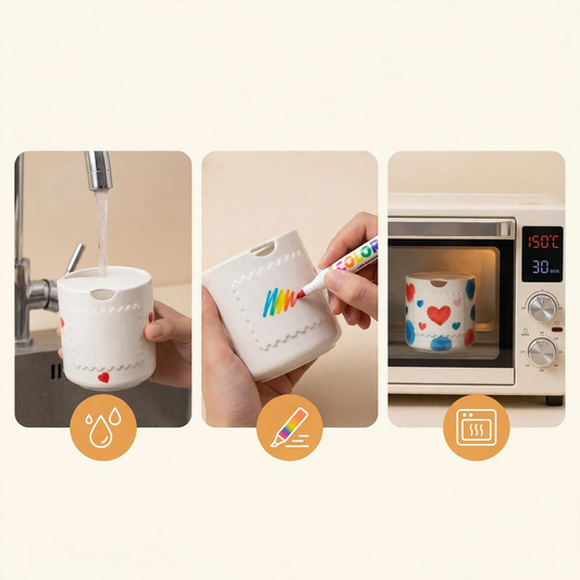 Handbemalte Keramiktasse, 460 ml