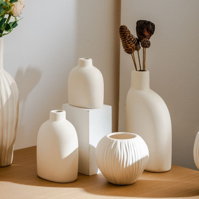 Keramikblumenvase, Landhausstil, Webstruktur