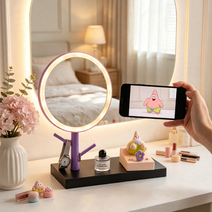 Handy-Ständer mit Kosmetikspiegel, ABS-Kunststoff