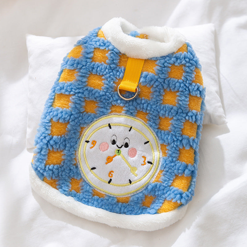 Katzen-Fleece-Pullover mit Uhr-Motiv, mehrere Größen