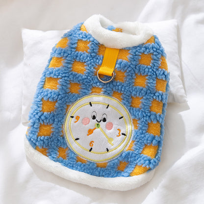 Katzen-Fleece-Pullover mit Uhr-Motiv, mehrere Größen