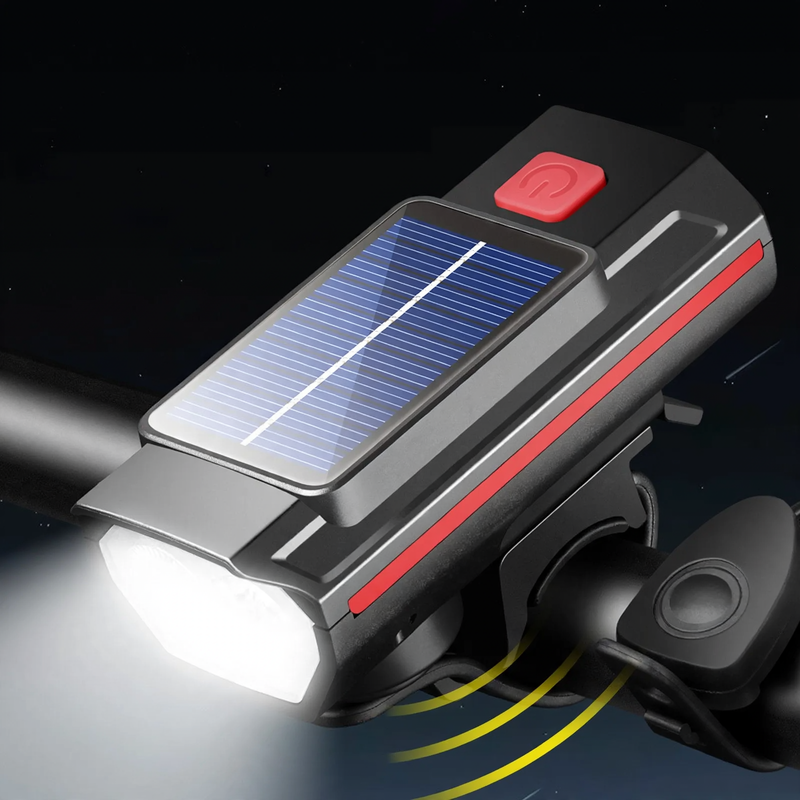 Fahrradleuchte, Solarladung, mit Hupe und Klingel