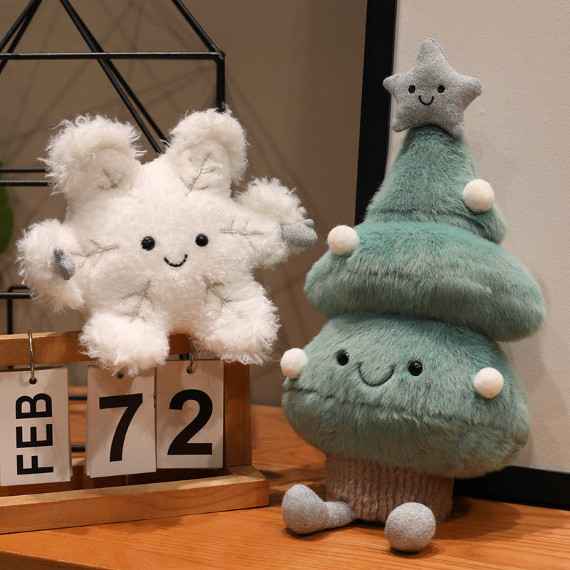Weihnachtsplüschtiere, Weihnachtsbaum und Schneeflocke