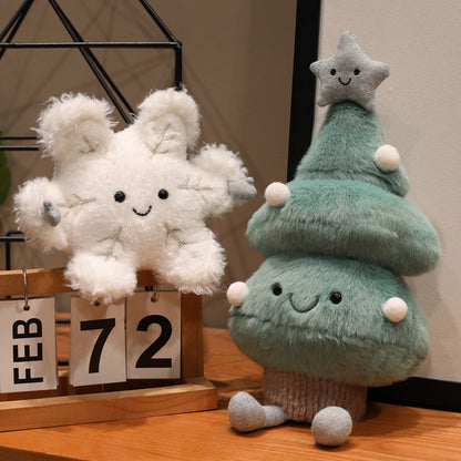 Weihnachtsplüschtiere, Weihnachtsbaum und Schneeflocke