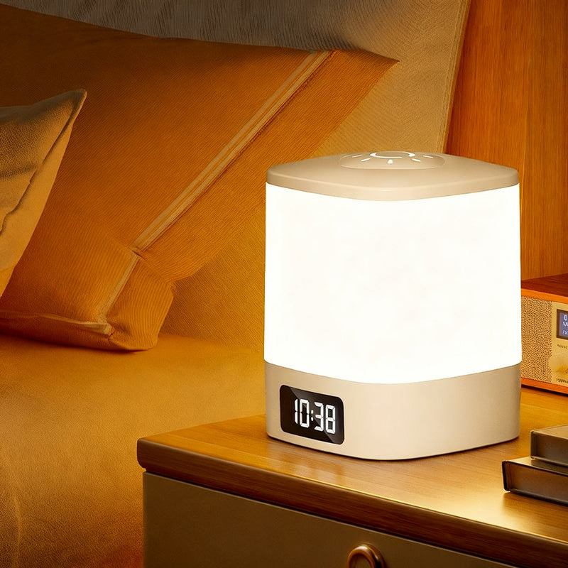 Nachttischlampe mit Uhr und Touchsteuerung