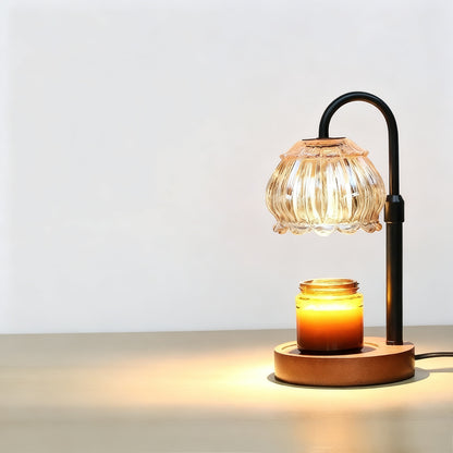 Wachsschmelz-Lampe mit Holzsockel