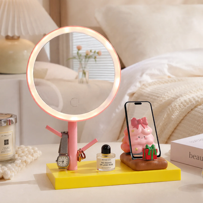 LED-Schminkspiegel mit Smartphone-Ständer