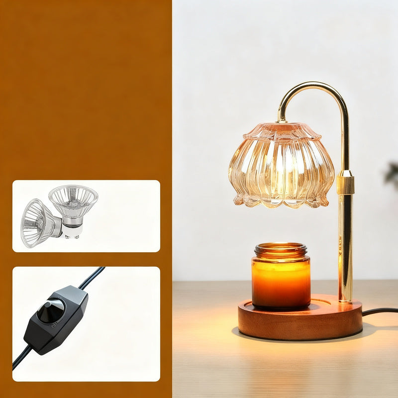 Wachsschmelz-Lampe mit Holzsockel