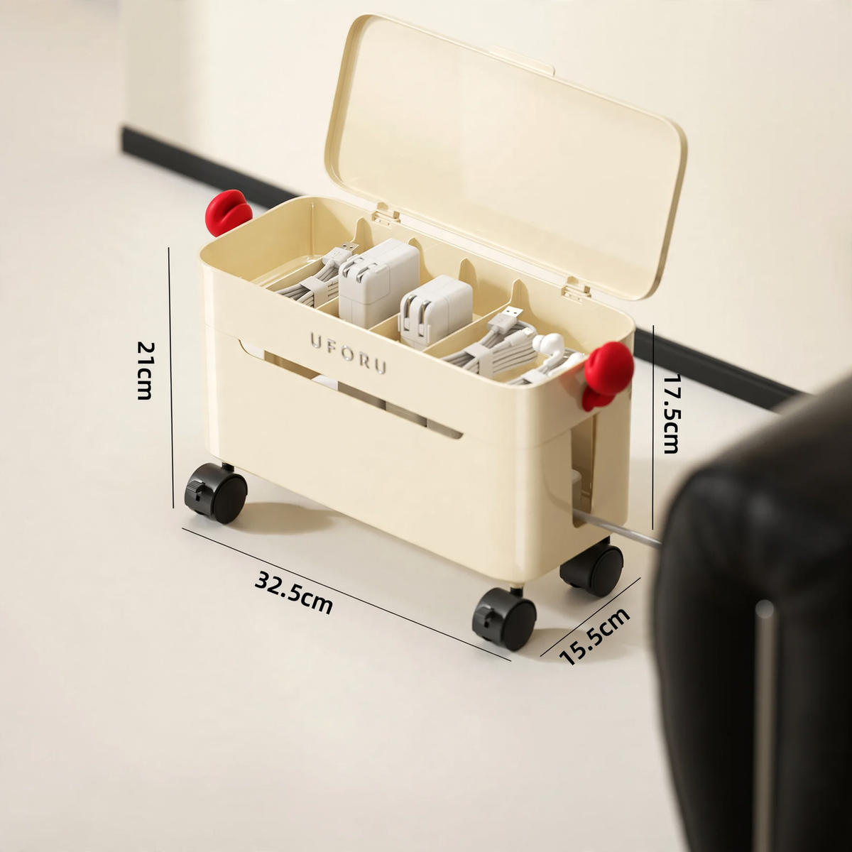 Kabelorganizer mit Rollen, doppellagig, Modell DD2626