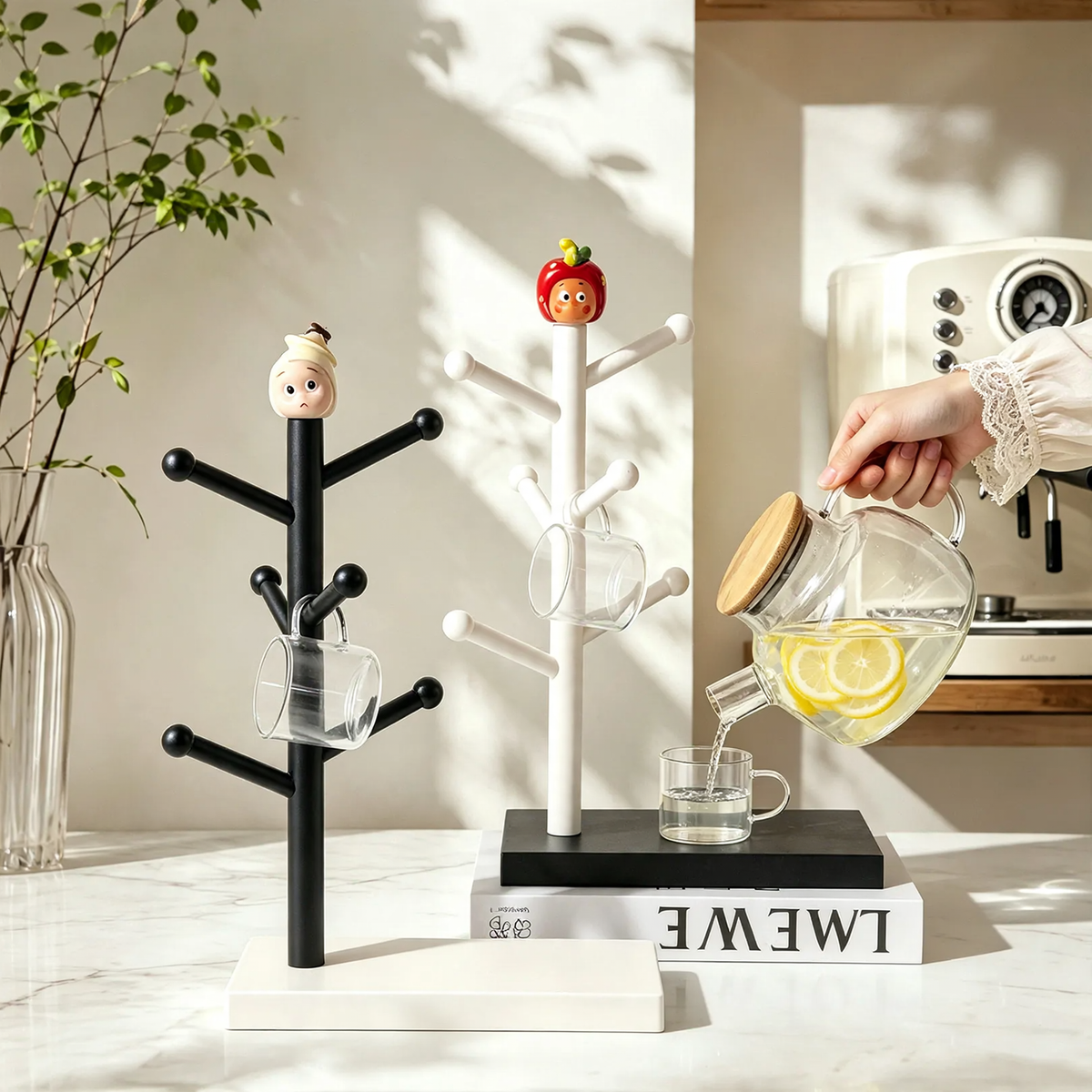 Apfel-Figuren Tassenständer mit Abtropfschale