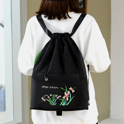 Doppelter Rucksack, Nylon, faltbar, bestickt