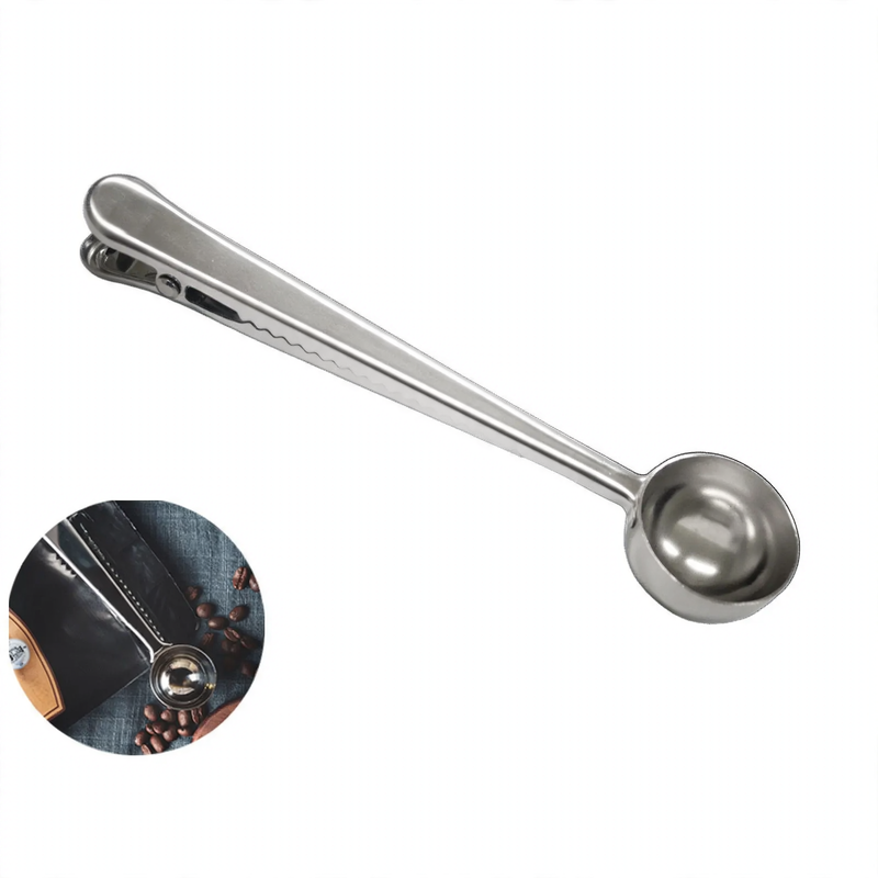 Edelstahl-Messlöffel mit Verschlussclip