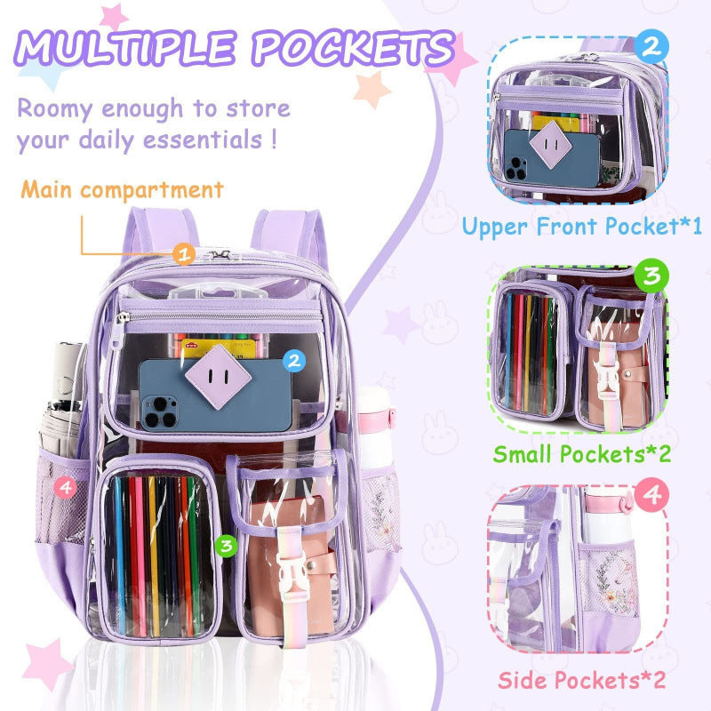 Transparenter PVC-Rucksack, 43×17×35 cm