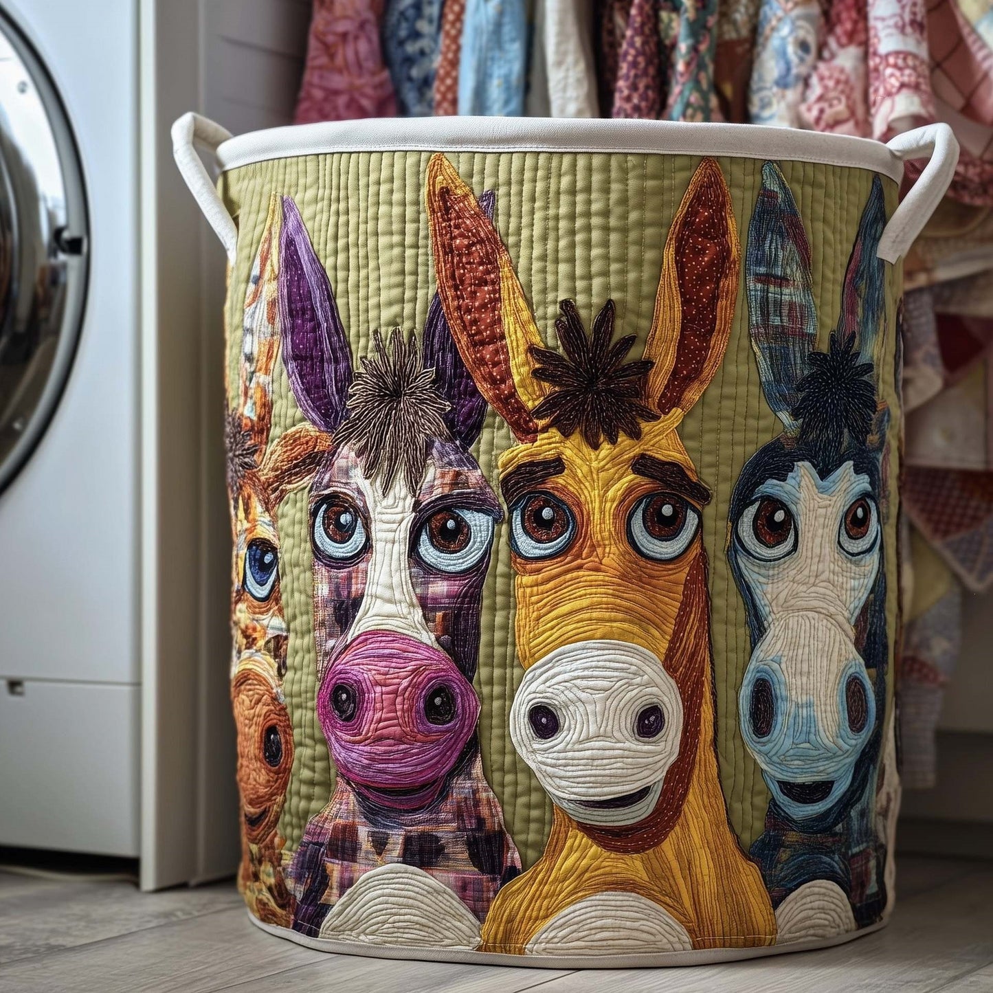 Wäschekorb aus Polyester, gesteppt, verschiedene Größen