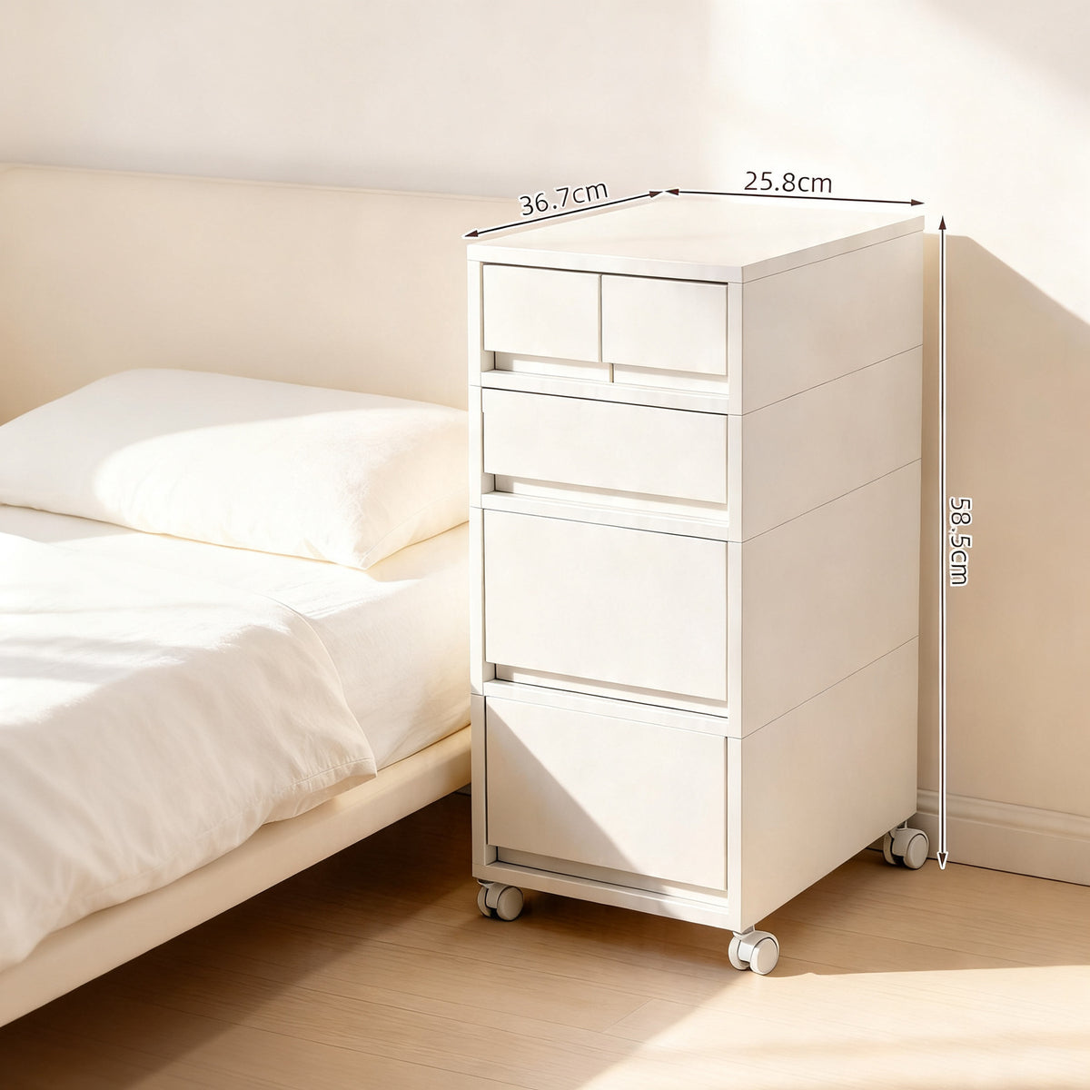 Schubladenschrank mit 3–5 Schubladen, quadratisch