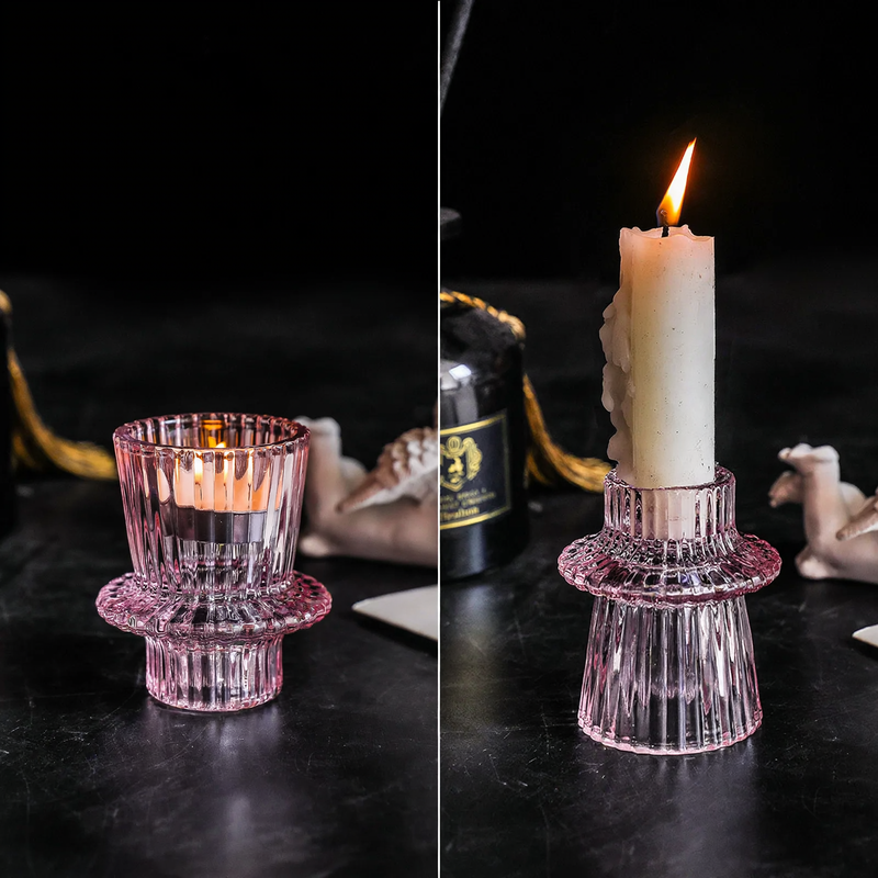 Kristall-Glas-Kerzenständer in Grün