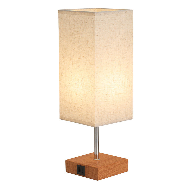 Tischlampe mit Holzsockel, LED, USB-Aufladung, Modell HCG-TD1009