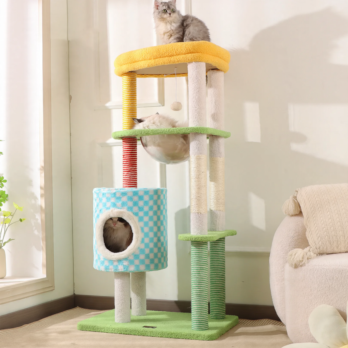 Katzen-Kletterbaum, kompakt, mit Höhle