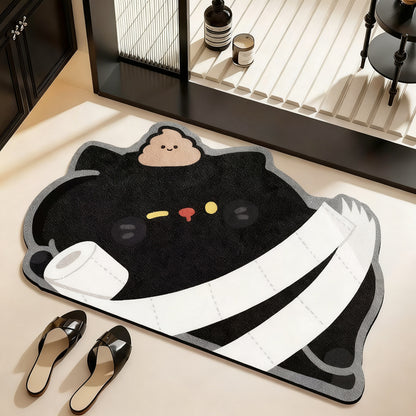 Badezimmermatte aus Kieselgur, Katzen-Design