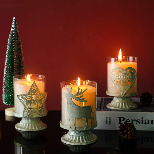 Kerzenständer aus Eisen und Glas, europäischer Stil