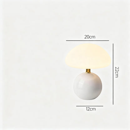 Pilztischlampe mit Keramikfuß, USB-betrieben
