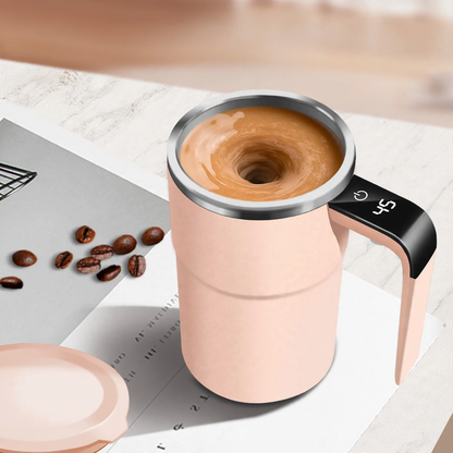 Selbstrührende Edelstahl-Kaffeetasse mit Temperaturanzeige