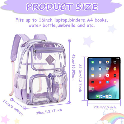 Transparenter PVC-Rucksack, 43×17×35 cm