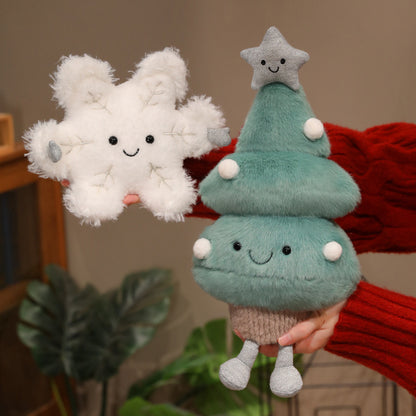 Weihnachtsplüschtiere, Weihnachtsbaum und Schneeflocke
